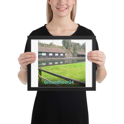 Lakeside Serenity Framed photo paper poster with Groundfloor24 with House Logo