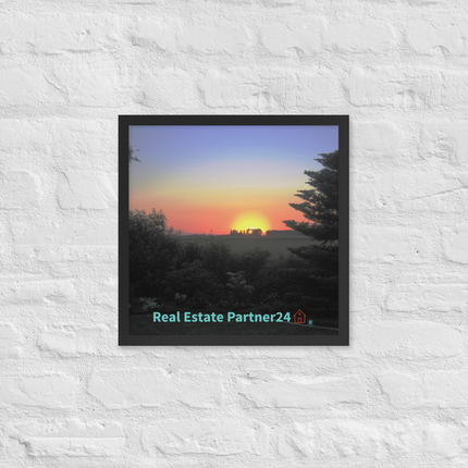 Beautiful Sunset Sinari Framed photo paper poster with realestatepartner24 with house Logo