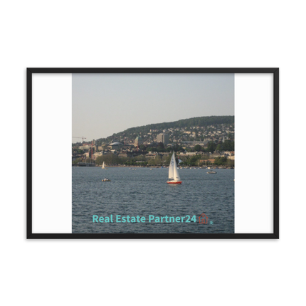 Beautiful River & Hills Sinari Framed photo paper poster with realestatepartner24 with house Logo