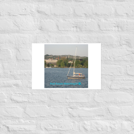Boat on the River Photo paper poster with realestatematching24 with key Logo
