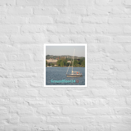Boat on the River Photo paper poster with Groundfloor24 with House Logo