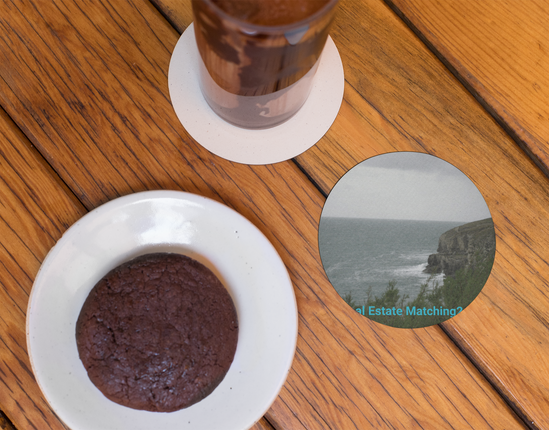 Seaside Serenity Cork-back coaster with realestatematching24 without key Logo