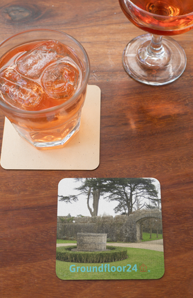 Nature's Wonders Cork-back coaster with Groundfloor24 with House Logo