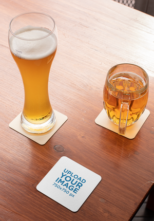 Waves and Sand Cork-back coaster with Groundfloor with House Logo