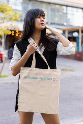 All-Over Print Large Tote Bag with Real Estate Partner24 Logo