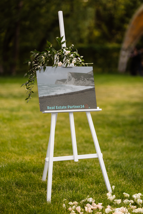 Waves and Sand Photo paper poster with realestatepartner24 with house Logo