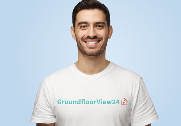Unisex organic cotton t-shirt Groundfloorview24 with House