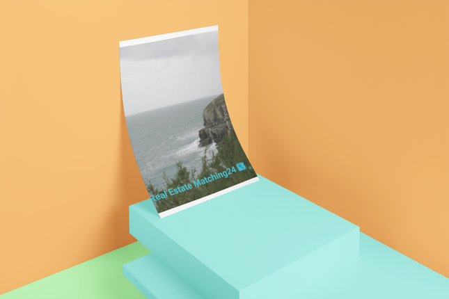 Seaside Serenity Photo paper poster with realestatematching24 with key Logo