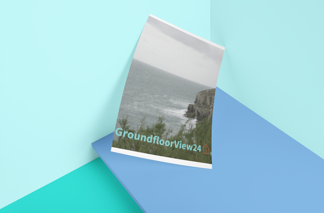 Seaside Serenity Photo paper poster with groundfloorview24 with House Logo
