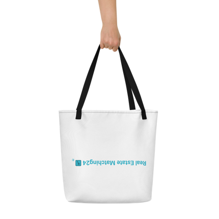 All-Over Print Large Tote Bag with Real Estate Matching24 Logo