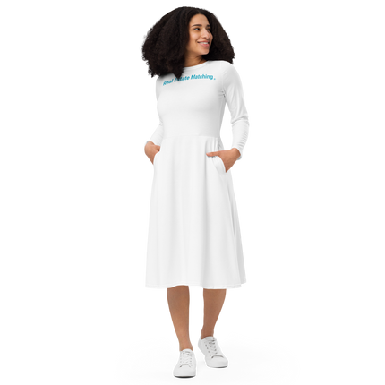 All-over print long sleeve midi dress