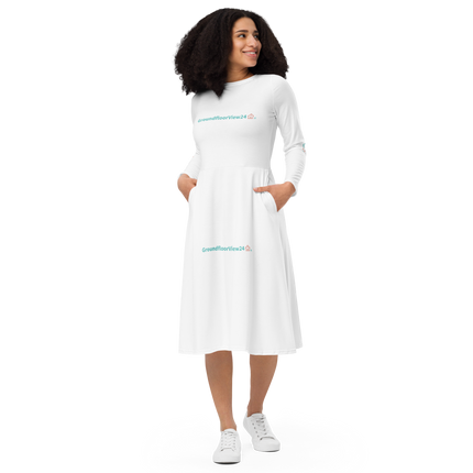 All-over print long sleeve midi dress Groundfloorview24 with House