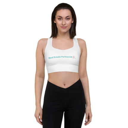 Longline sports bra with Real Estate Partner24 Logo