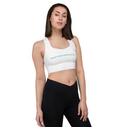 Longline sports bra with Real Estate Partner24 Logo