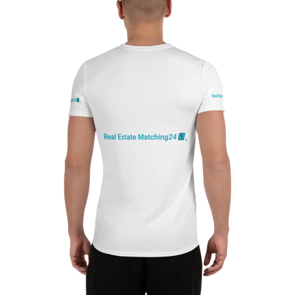 All-Over Print Men's Athletic T-shirt with Real Estate Matching24 Logo