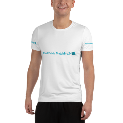 All-Over Print Men's Athletic T-shirt with Real Estate Matching24 Logo
