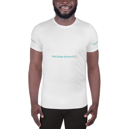 All-Over Print Men's Athletic T-shirt with Real Estate Partner24 Logo