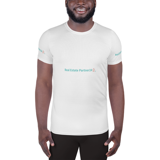 All-Over Print Men's Athletic T-shirt with Real Estate Partner24 Logo
