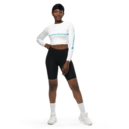 Recycled long-sleeve crop top with Real Estate Matching24 Logo
