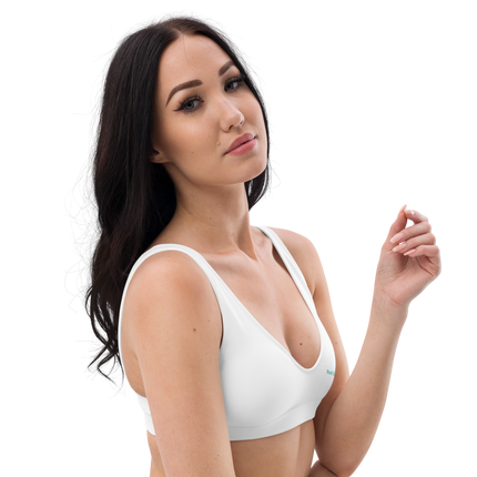 Recycled padded bikini top with Real Estate Partner24 Logo