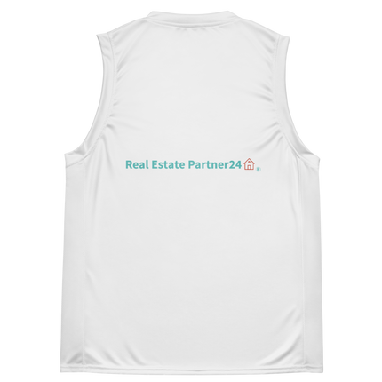 Recycled unisex basketball jersey with Real Estate Partner24 Logo
