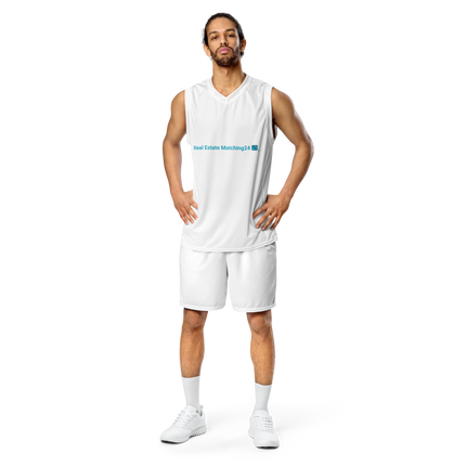 Recycled unisex basketball jersey with Real Estate Matching24 Logo