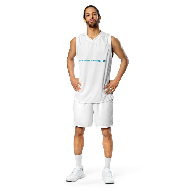Recycled unisex basketball jersey with Real Estate Matching24 Logo