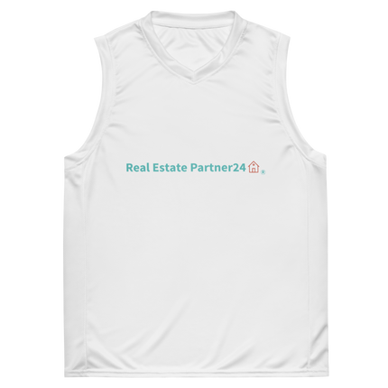 Recycled unisex basketball jersey with Real Estate Partner24 Logo