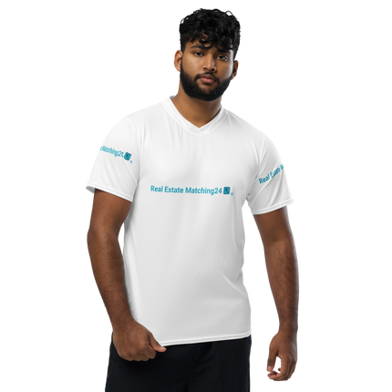 Recycled unisex sports jersey with Real Estate Matching24 Logo
