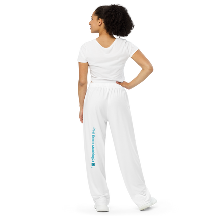 All-over print unisex wide-leg pants with Real Estate Matching24 Logo