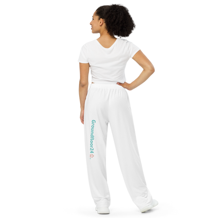 All-over print unisex wide-leg pants with Groundfloor24 Logo