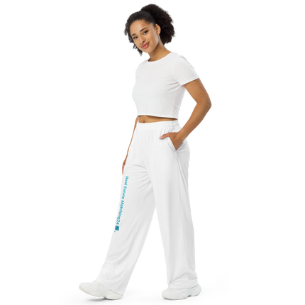 All-over print unisex wide-leg pants with Real Estate Matching24 Logo