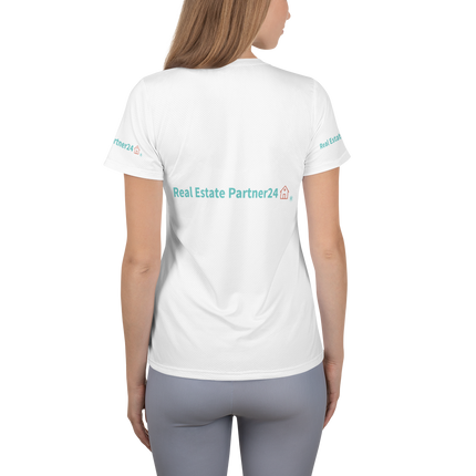 All-Over Print Women's Athletic T-shirt with Real Estate Partner24 Logo