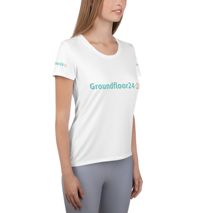 All-Over Print Women's Athletic T-shirt with Groundfloor24 Logo