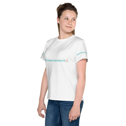 Youth crew neck t-shirt with Real Estate Partner24 Logo