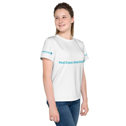 Youth crew neck t-shirt with Real Estate Matching24 Logo