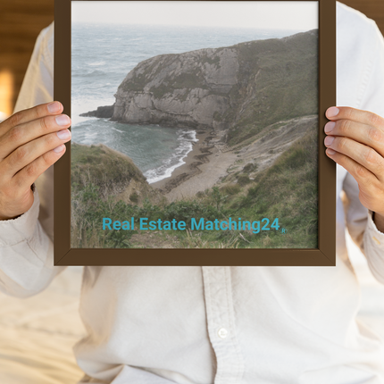 Sea & Hills Framed poster with realestatematching24 without key Logo