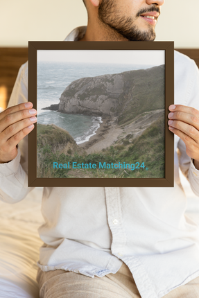 Sea & Hills Framed poster with realestatematching24 without key Logo