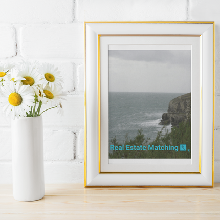 Seaside Serenity Framed photo paper poster with realestatematching with key Logo