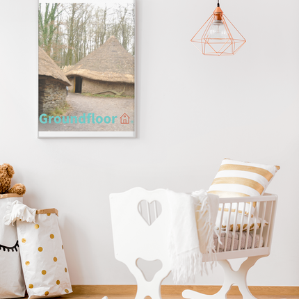 Village Charm Framed photo paper poster with Groundfloor with House Logo