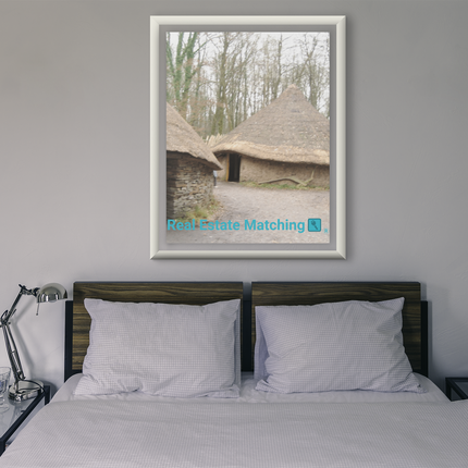 Village Charm Poster with hangers with realestatematching with key Logo