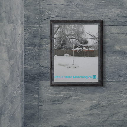 Winter Wonderland Framed canvas with realestatematching24 with key Logo
