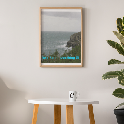 Seaside Serenity Poster with hangers with realestatematching with key Logo