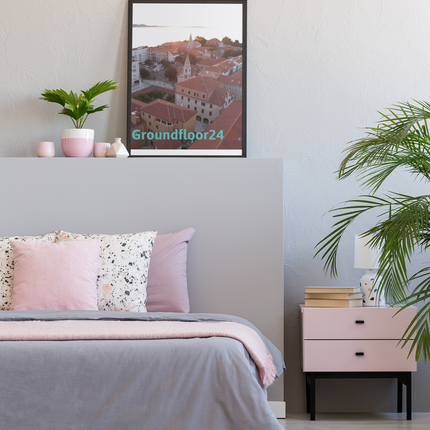 Roof Sunset View Photo paper poster with Groundfloor with House Logo