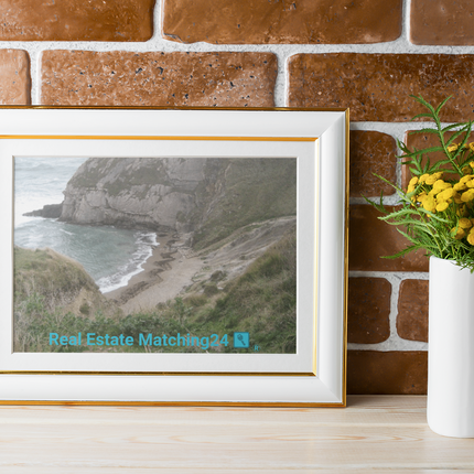Sea & Hills Poster with realestatematching24 with key Logo