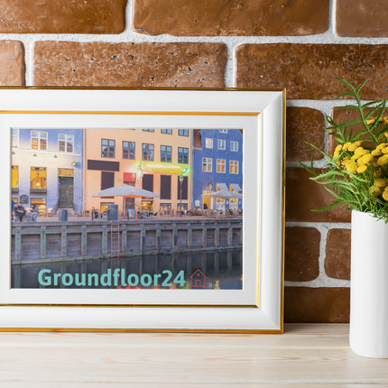 Nyhavn Framed poster with Groundfloor24 Logo