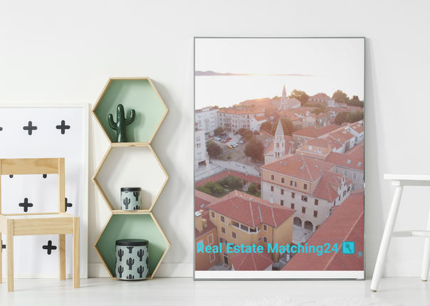 Roof Sunset View Photo paper poster with realestatematching24 with key Logo