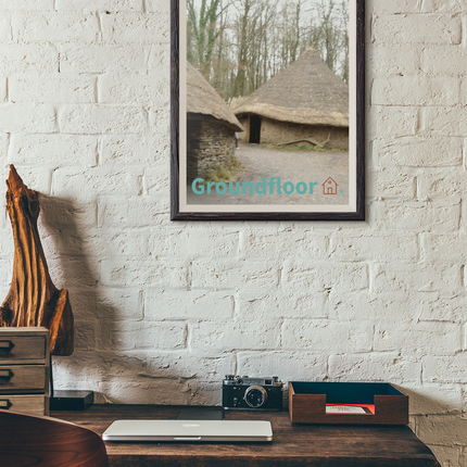 Village Charm Framed poster with Groundfloor with House Logo