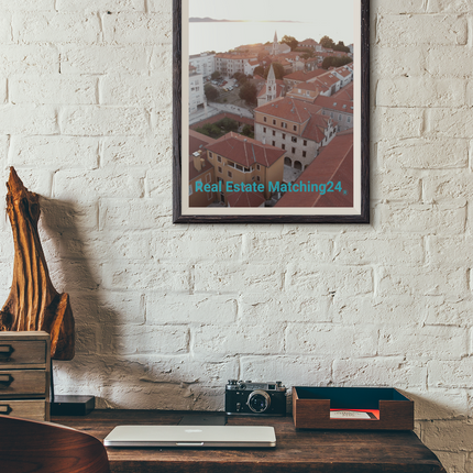 Roof Sunset View Framed canvas with realestatematching24 without key Logo