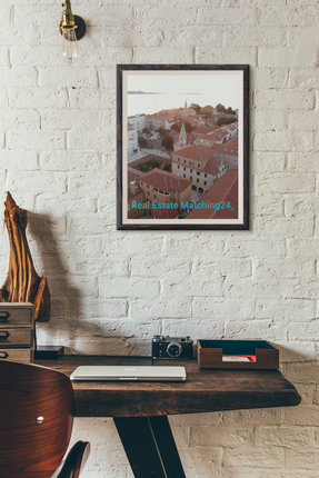 Roof Sunset View Framed canvas with realestatematching24 without key Logo